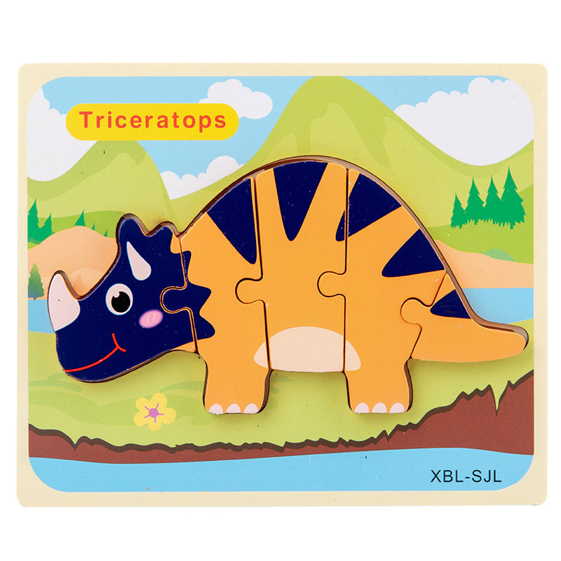Wooden Dinosaur 3D Puzzle - Montessori Educational Jigsaw for Kids