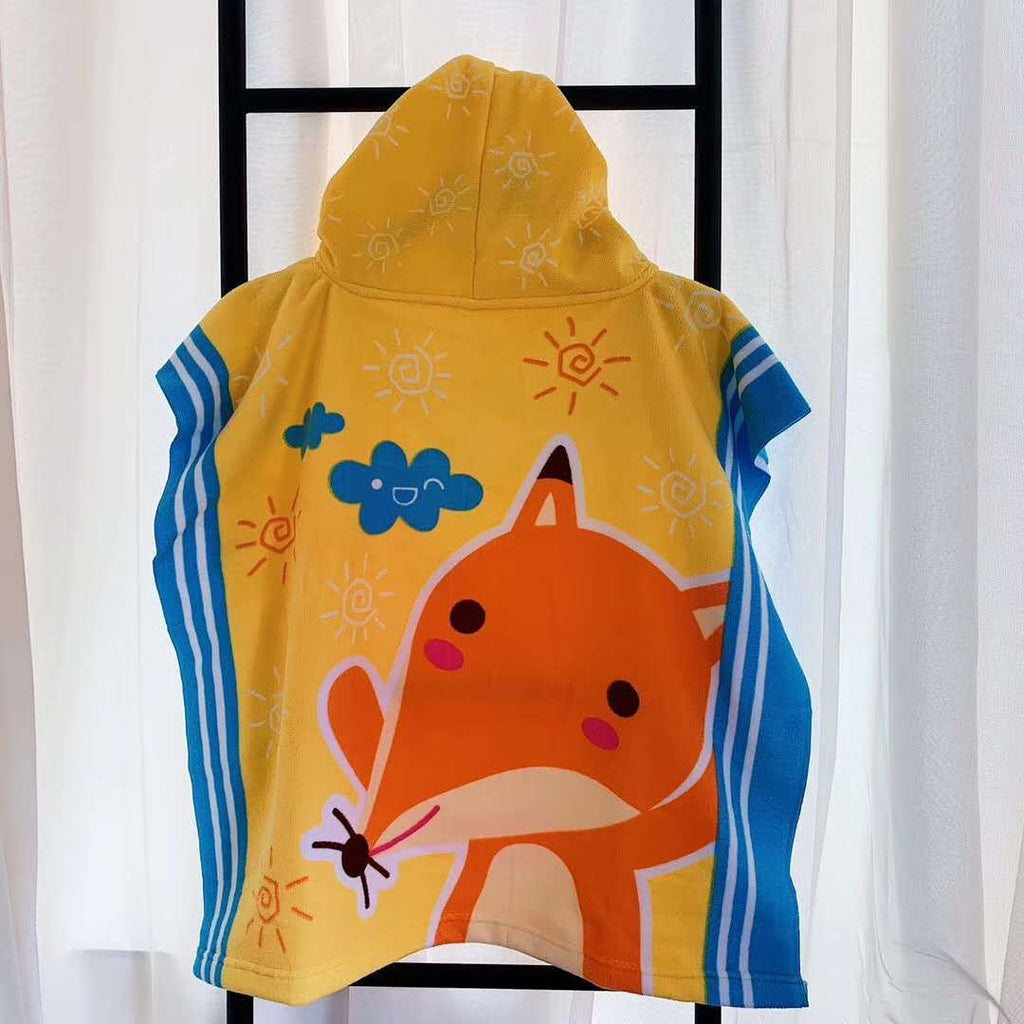 Kids Hooded Bath Towel - Microfiber Quick-Dry Cape
