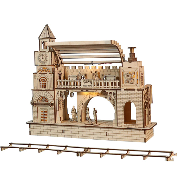 3D Wooden Puzzle Railway Station - DIY Model Building Kit Craft