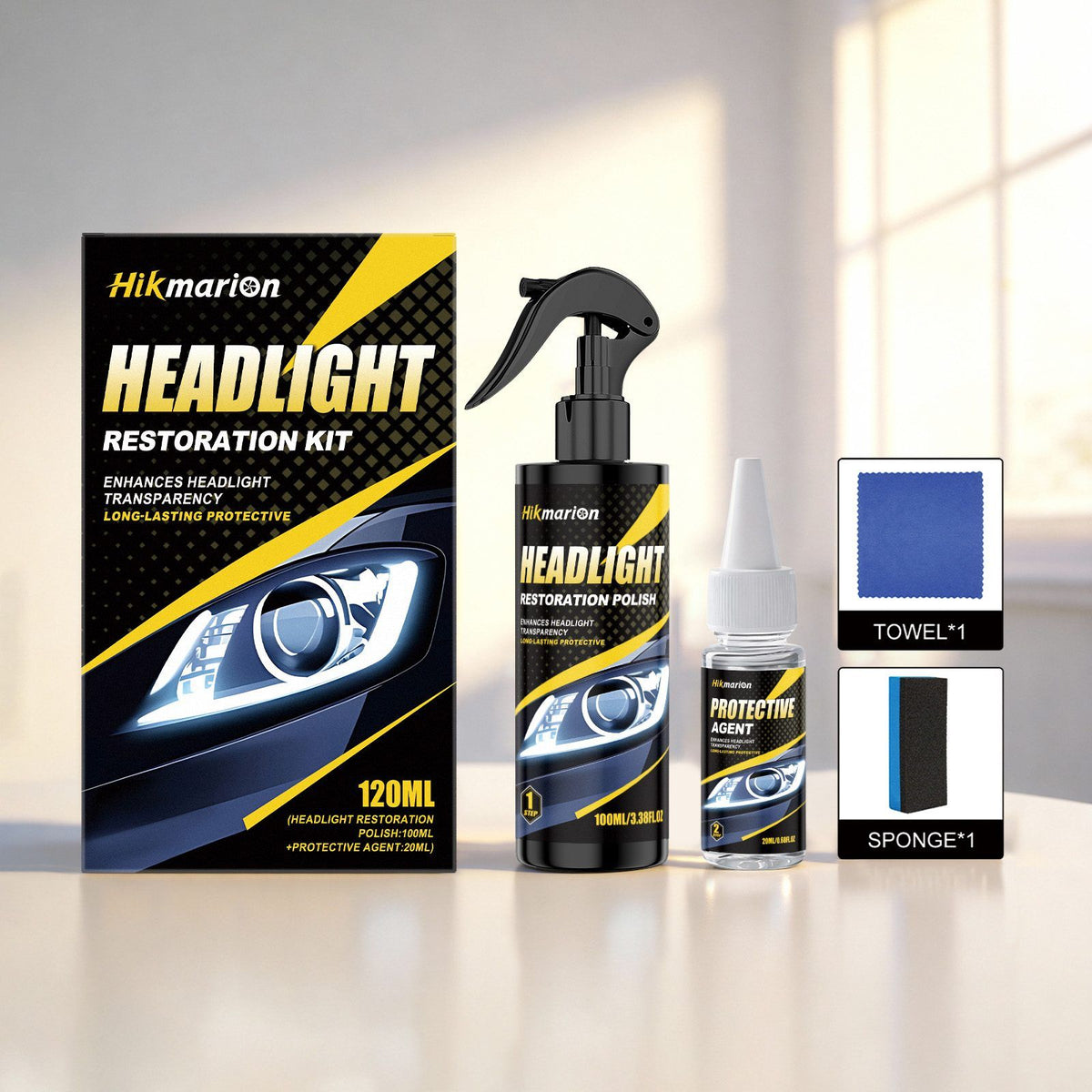 Hikmarion Automotive Headlight Lens Care Kit