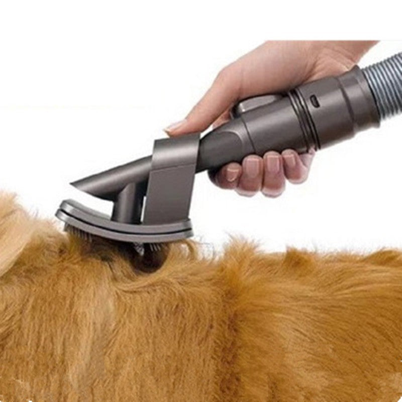 Pet grooming vacuum brush attachment