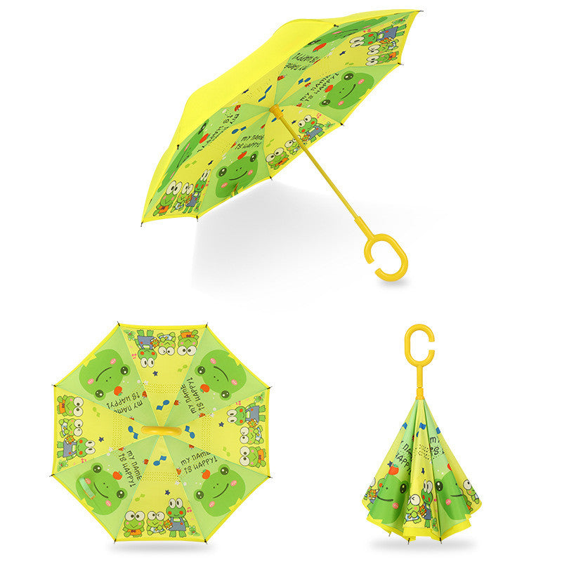 Kids Cartoon Umbrella - Colorful Animal Reverse Umbrella (19 inch)