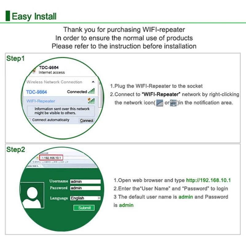 WiFi Range Extender & Signal Booster - 300Mbps Wireless Repeater