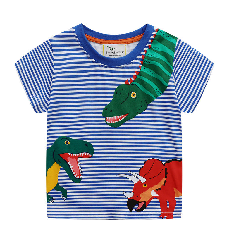 Kids Dinosaur T-Shirt - Cotton Short Sleeve Cartoon Top for Boys