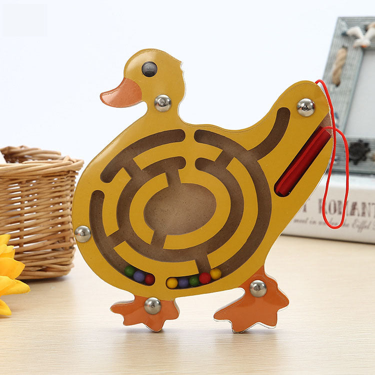 Wooden Magnetic Bead Maze - Animal Pen Maze Puzzle Toy for Kids