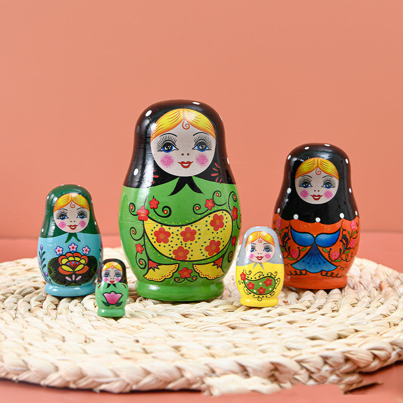 Wooden Nesting Dolls - 5-Layer Russian Matryoshka Stacking Toy for Kids
