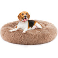 Fluffy Faux Fur Round Pet Bed - Anti-Slip Calming Donut Bed for Cats & Small Dogs