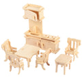 3D Wooden Dollhouse Furniture Puzzle Set - DIY Miniature Model Building Kit