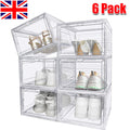 6 Pack Transparent Shoe Storage Boxes Hard Plastic