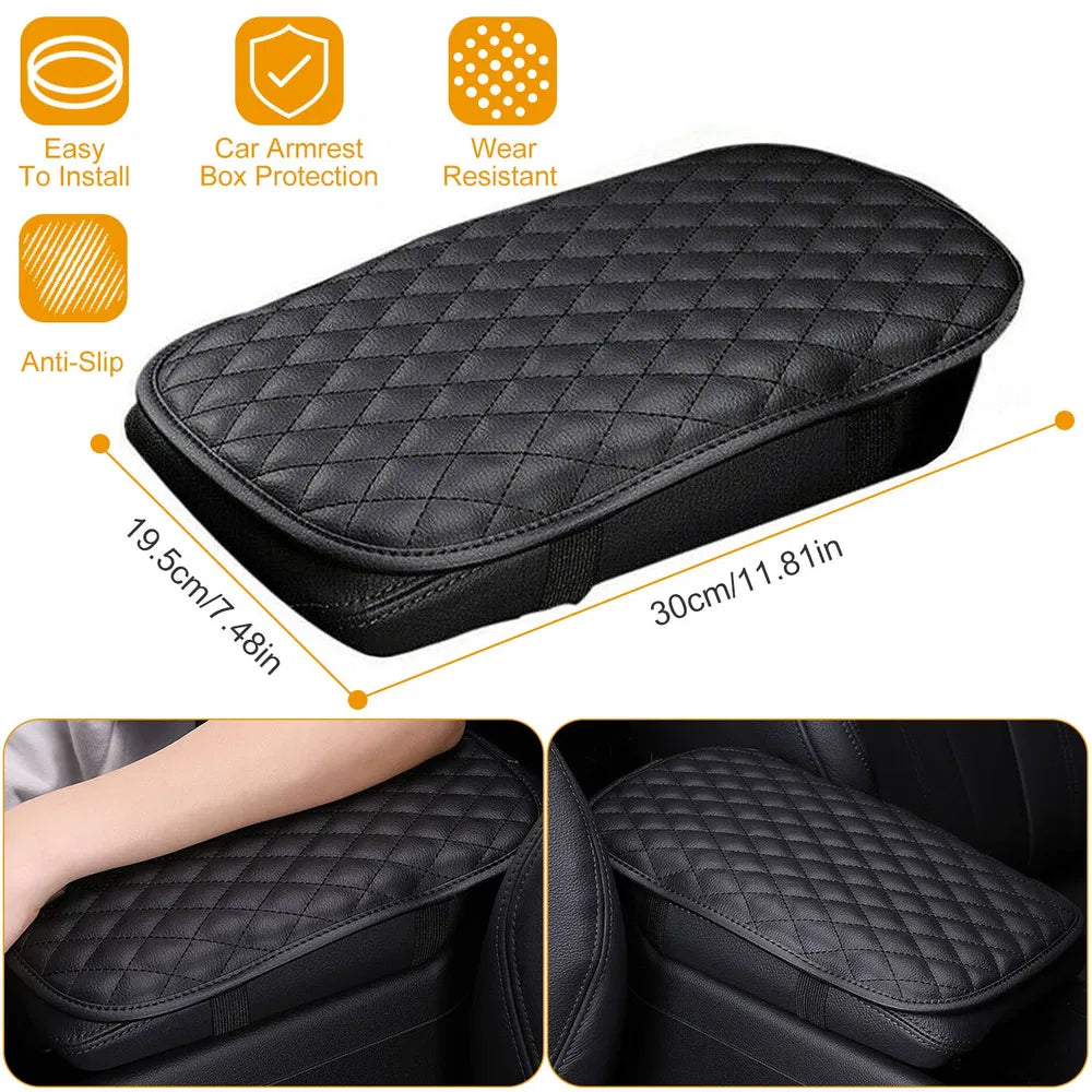 Car Armrest Pad Cover PU Leather Auto Center Console Seat Box Cover