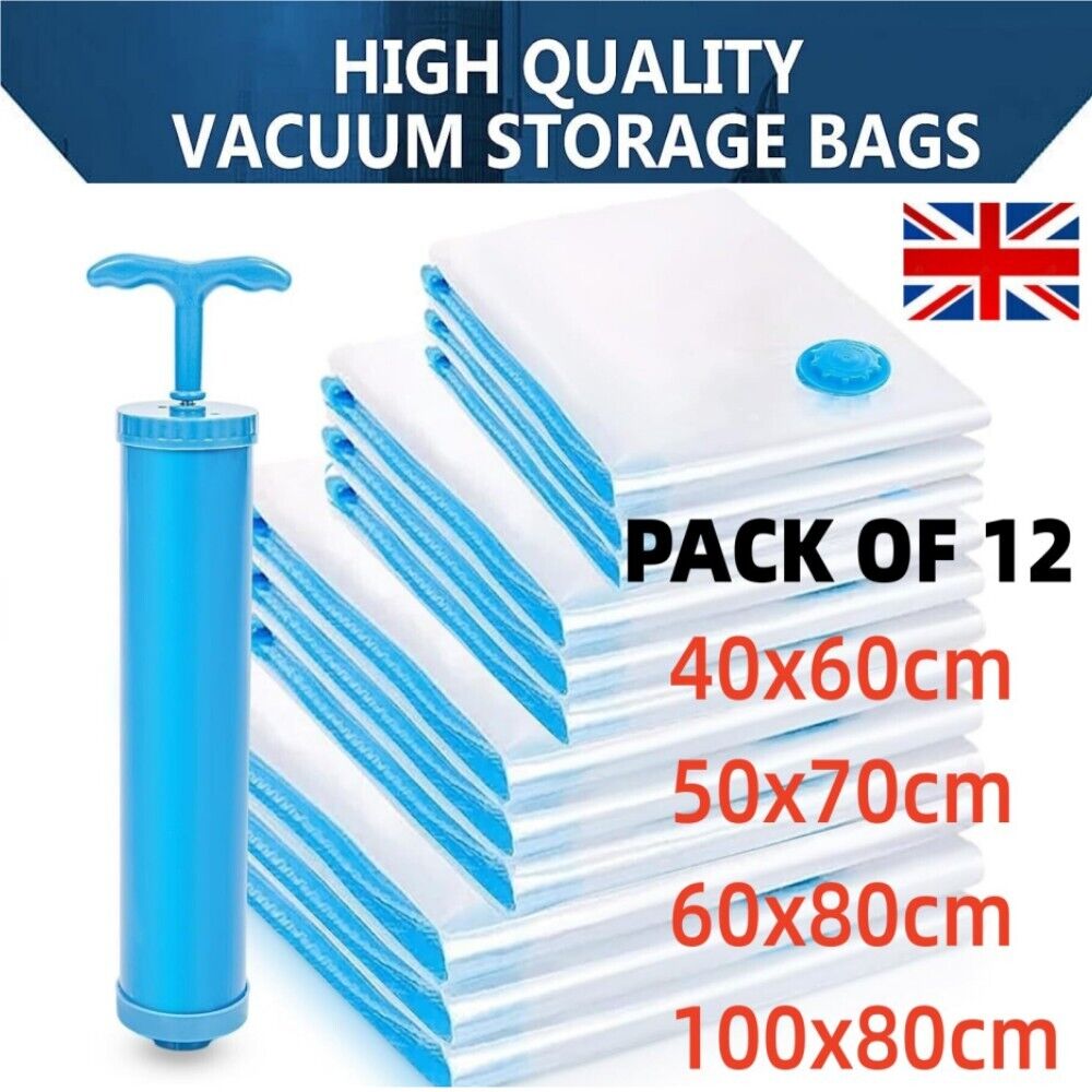 12 X STRONG VACUUM STORAGE SPACE SAVER SAVING VACUM VACCUM