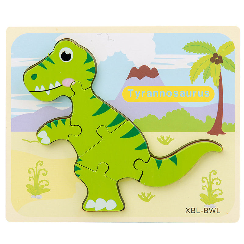Wooden Dinosaur 3D Puzzle - Montessori Educational Jigsaw for Kids
