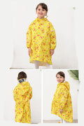Kids Raincoat Poncho - Cute Cartoon Hooded Rain Cape with Backpack Space