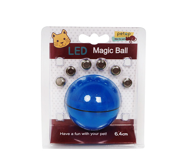 Blue interactive cat toy ball