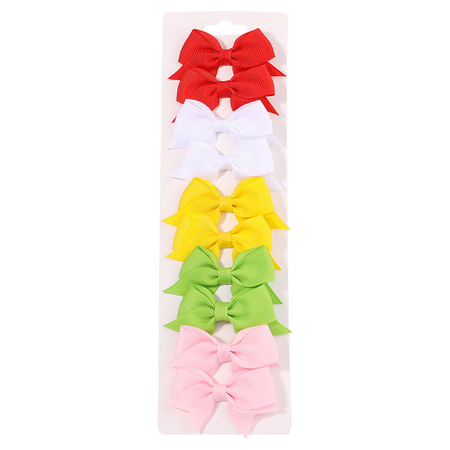 Baby Girls Hair Clips Set (10 Pcs) - Cute Ribbon Bow Barrettes