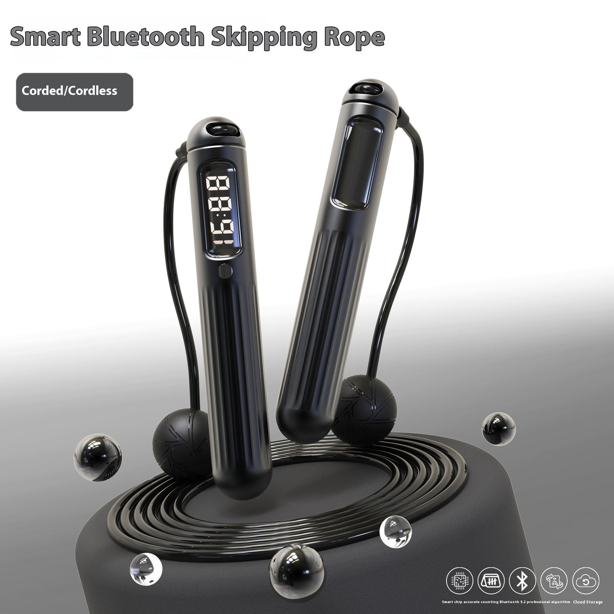 Smart Bluetooth Jump Rope - App-Connected Counting Skipping Rope with Weighted Ball