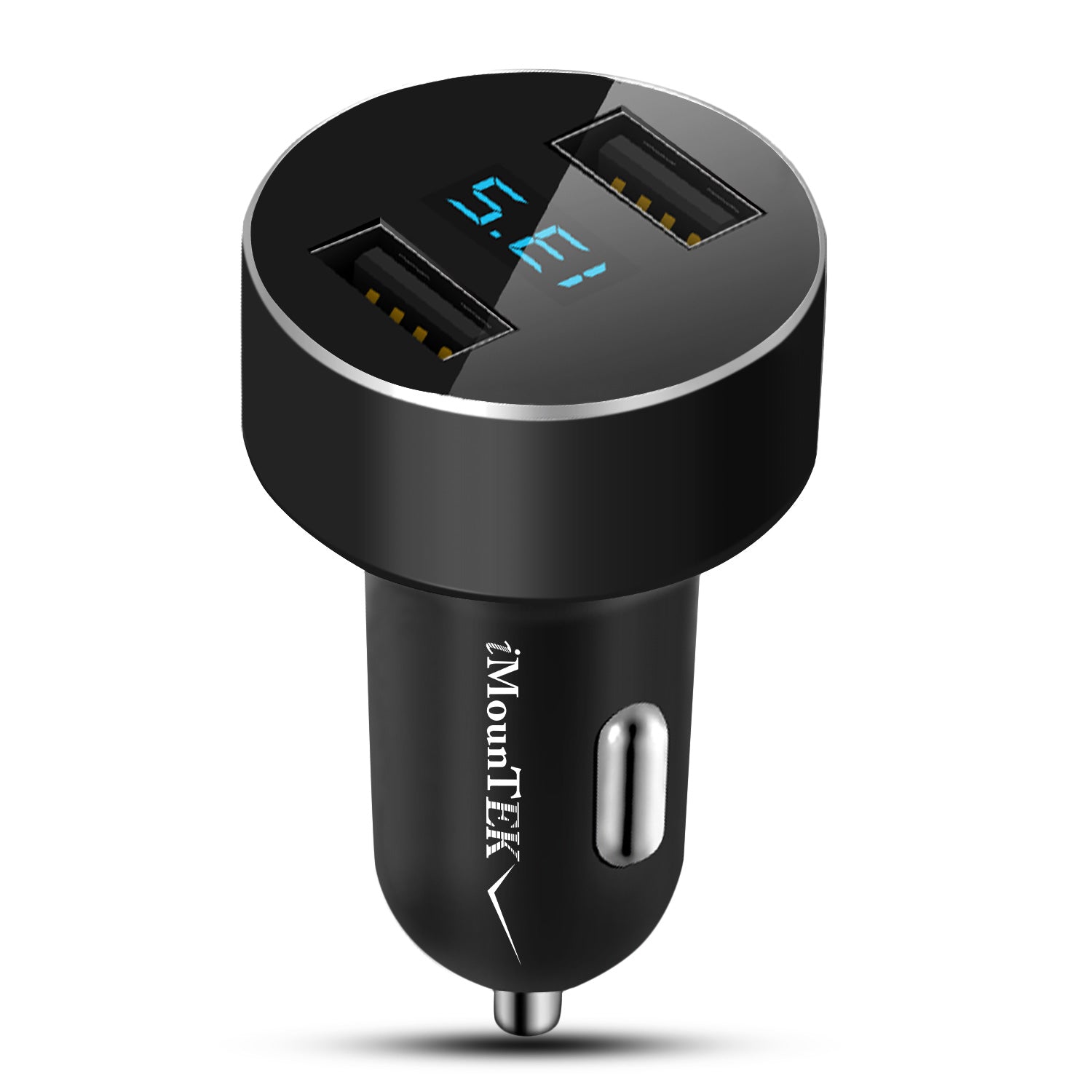 Aluminum Dual USB Car Charger - 15W Fast Charging Adapter with LED