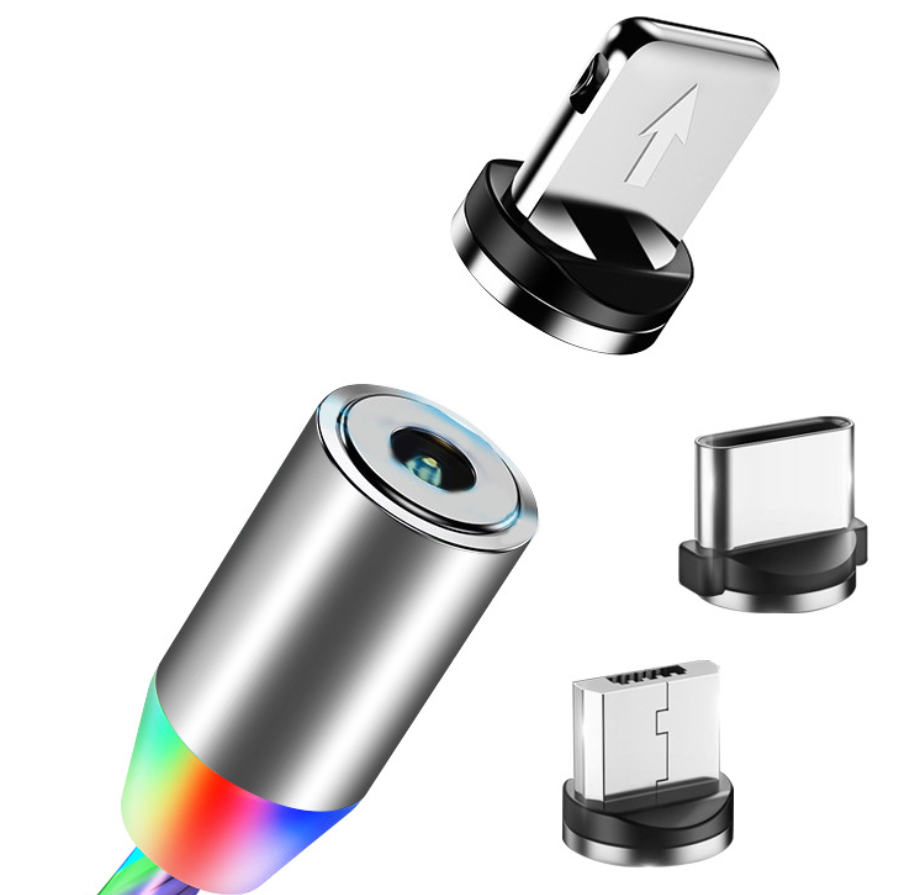 Magnetic Charging Cable with Flowing LED Light - iPhone, Android & USB-C