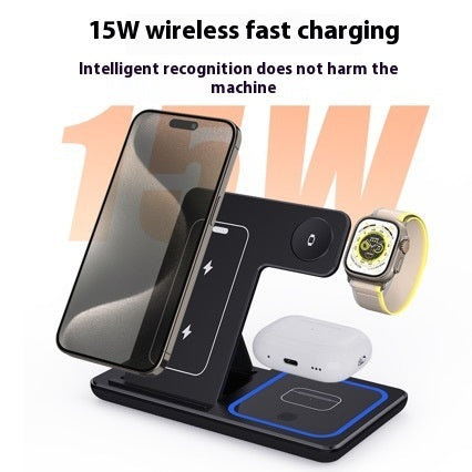 3-in-1 Foldable Wireless Charging Station — Phone, Watch & Earbuds