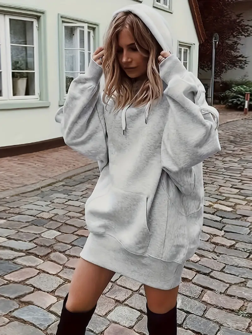 Women's Casual Hoodie With Kangaroo Pocket And Drawstring Waist