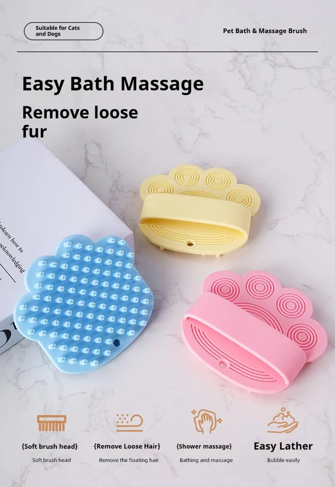 Pet Bath & Massage Brush - Soft Silicone Grooming Comb for Dogs & Cats