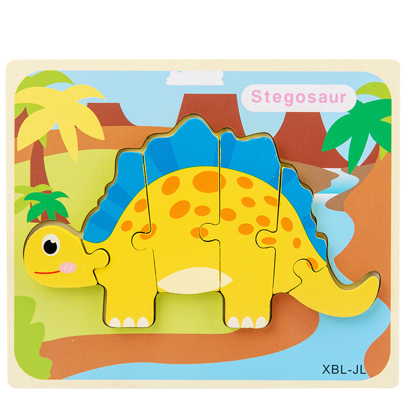 Wooden Dinosaur 3D Puzzle - Montessori Educational Jigsaw for Kids
