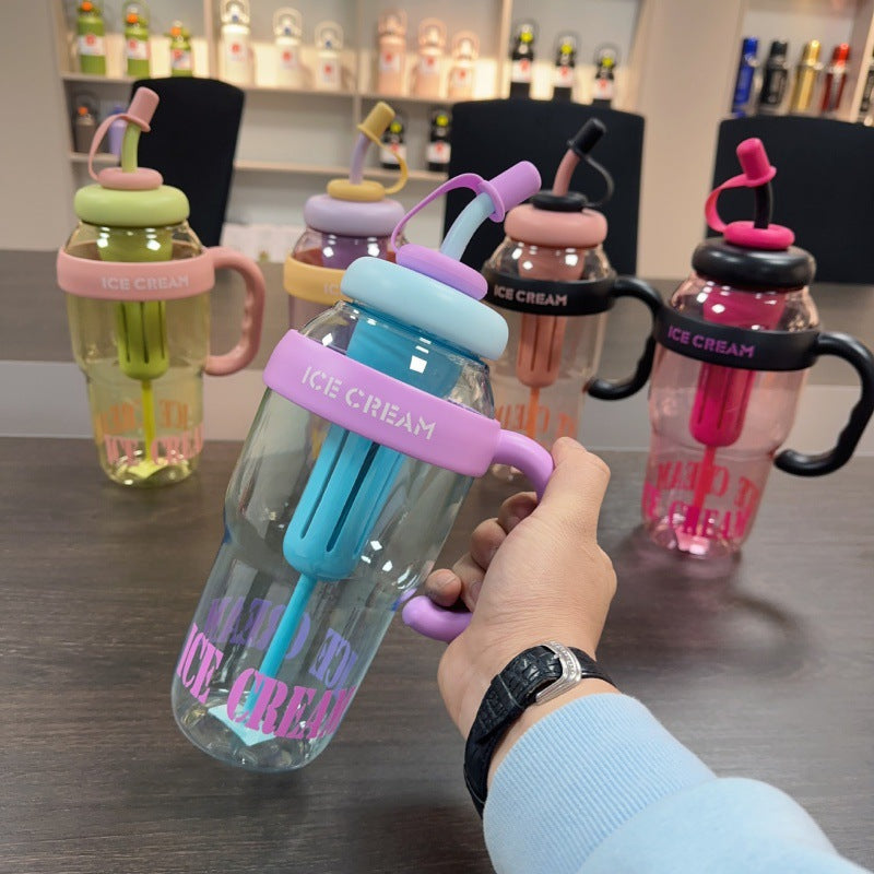 Kids Water Bottle with Straw - Large 1200ml Portable Cartoon Drink Bottle