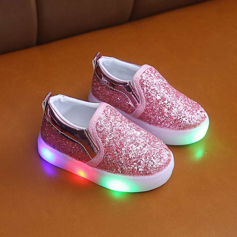 Kids LED Light-Up Sneakers - Glowing Sequin Shoes for Boys & Girls