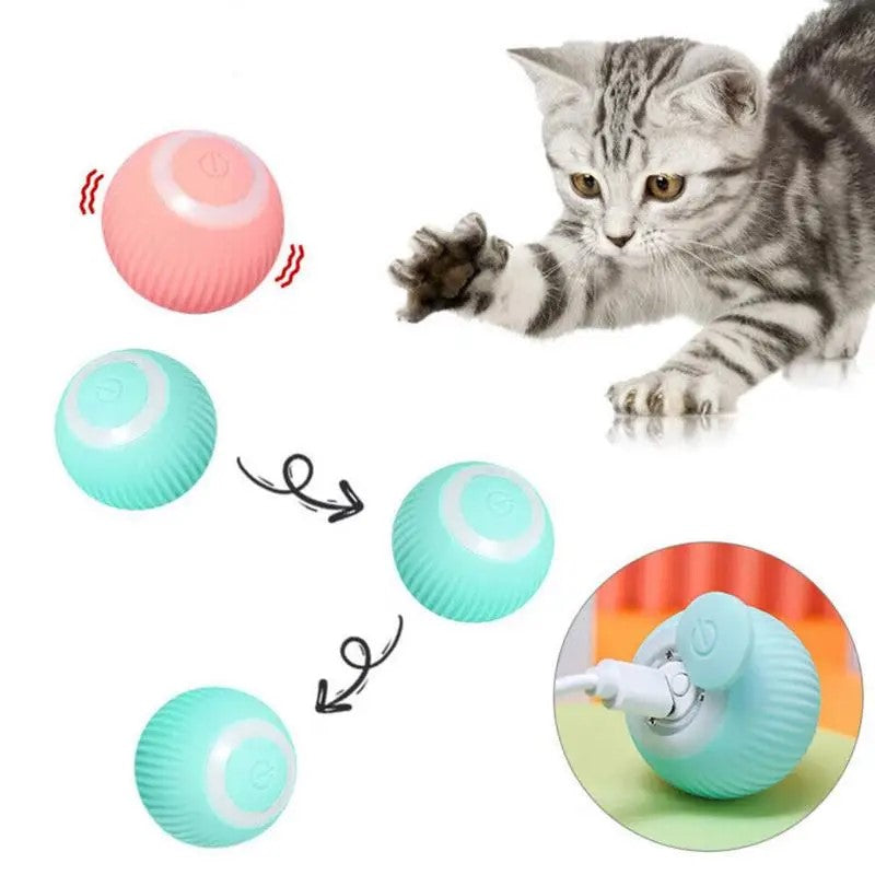 Electric Self-Moving Pet Ball - Automatic Rolling Toy for Dogs & Cats