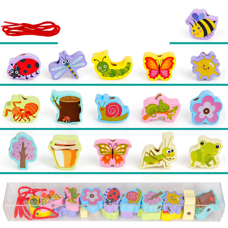 Wooden Threading Lacing Beads Toy - Montessori Fine Motor Set