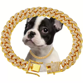 Luxury Alloy Chain Dog Collar - Sparkling Metal Choker for Dogs & Cats