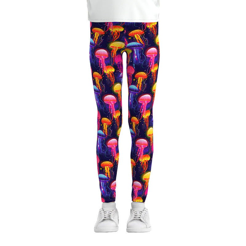 Girls Leggings - Soft Stretchy Cotton Printed Leggings for Kids