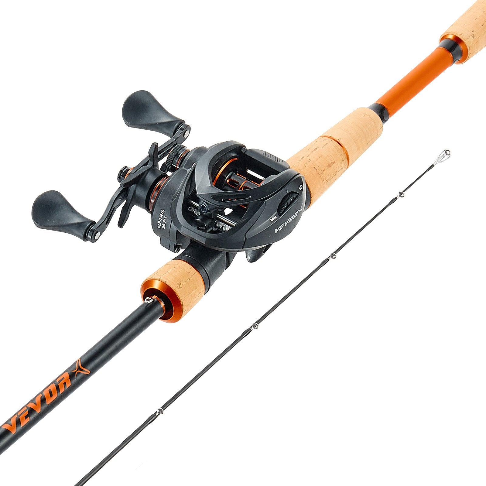 Carbon Fiber Baitcasting Rod & Reel Combo - Bass Fishing Pole with 7.0:1 Gear Ratio Reel