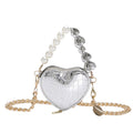Mini Love-shape Pearls Handbag Fashion Cute Chain Lipstick Bag