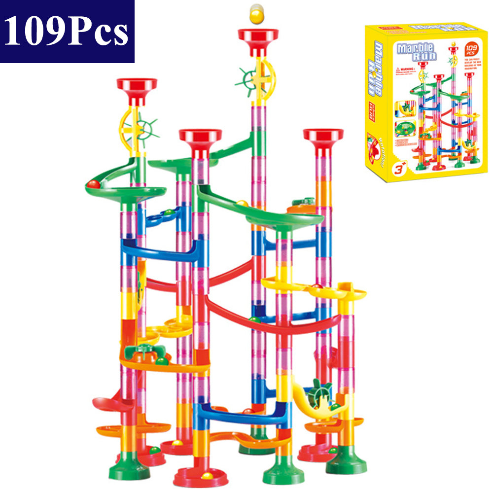 Kids Marble Run Ball Track Toy - 109 Piece Building Slide Set