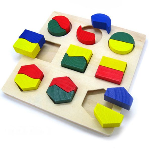 Wooden Shape Sorter Puzzle - Geometric Matching Board for Toddlers
