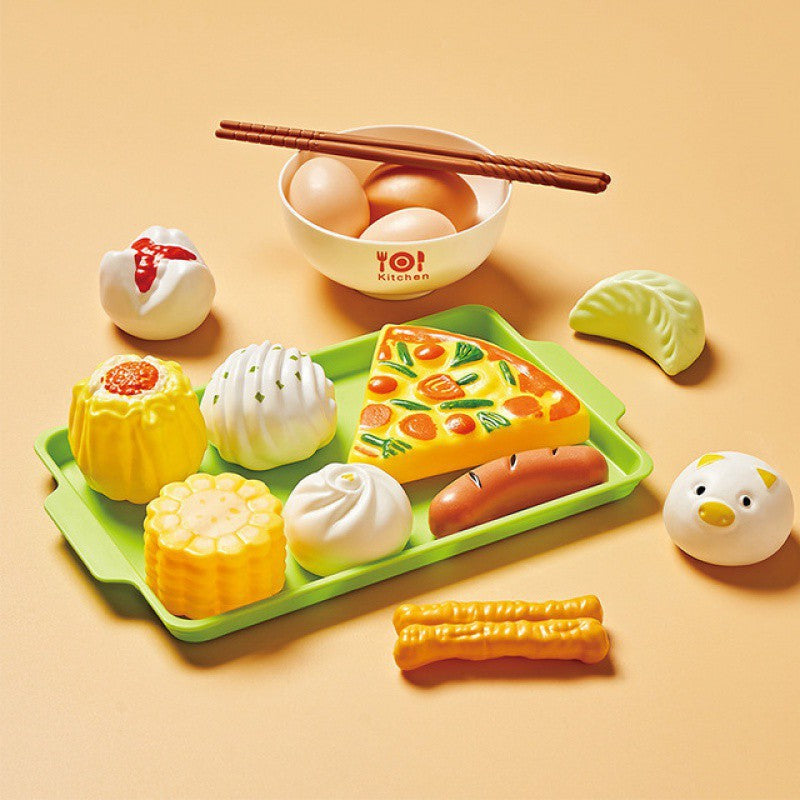 Kids Play Food Set - Pretend Cooking & Cutting Kitchen Toy for Children