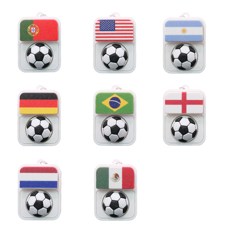 3D Printed Soccer Fidget Keychain - National Flag Clicker Fidget Keyring