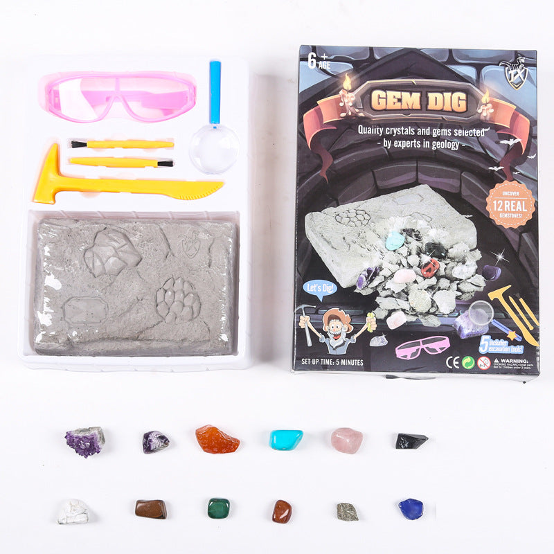 Gem Dig Kit - STEM Excavation Science Toy, Dig Up 17 Real Gemstones