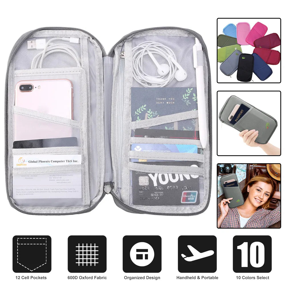 Travel Passport Wallet 12Cells Ticket ID Credit Card Holder