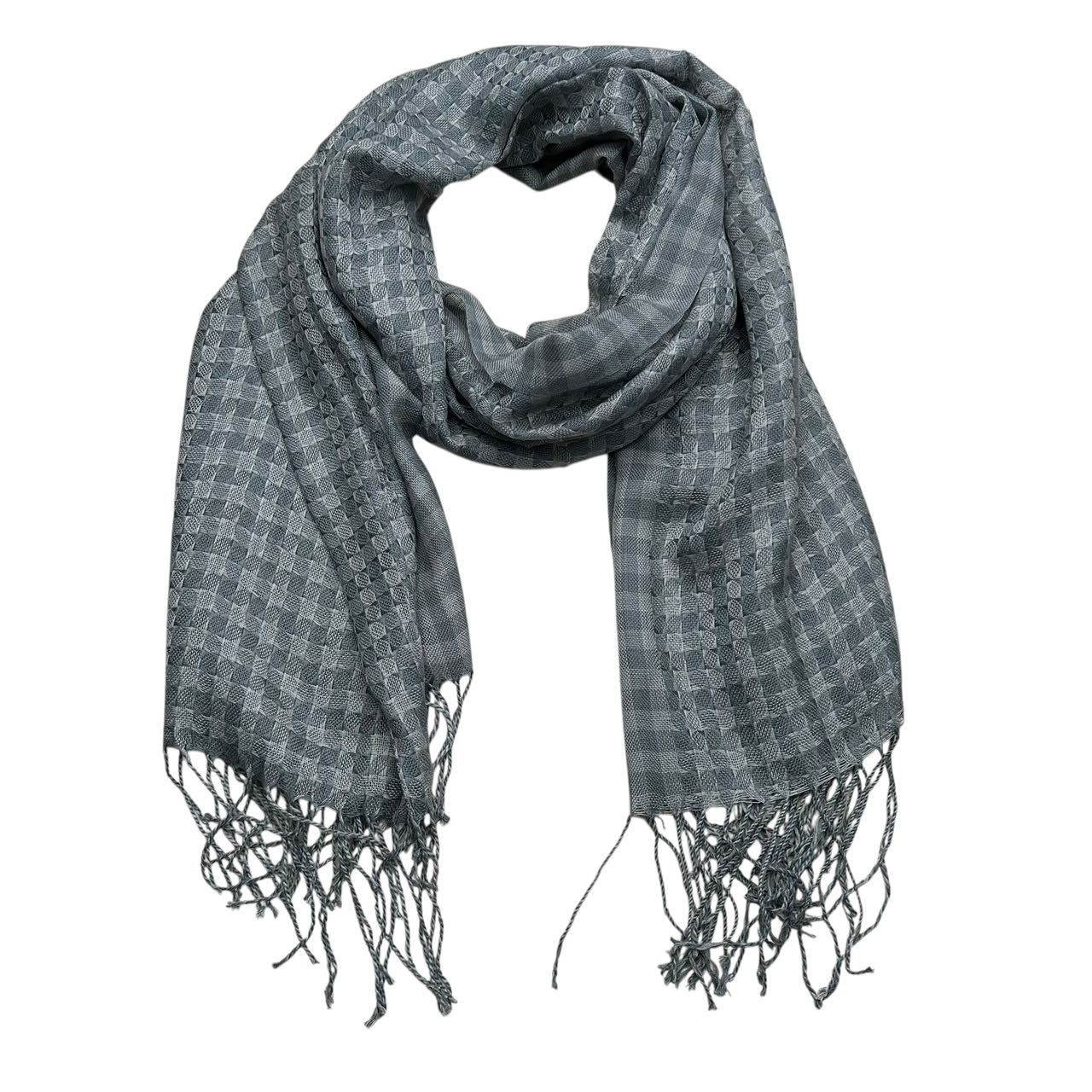 2pcs Deep Fringe Adds Movement Grey Acrylic Scarf With Fringe