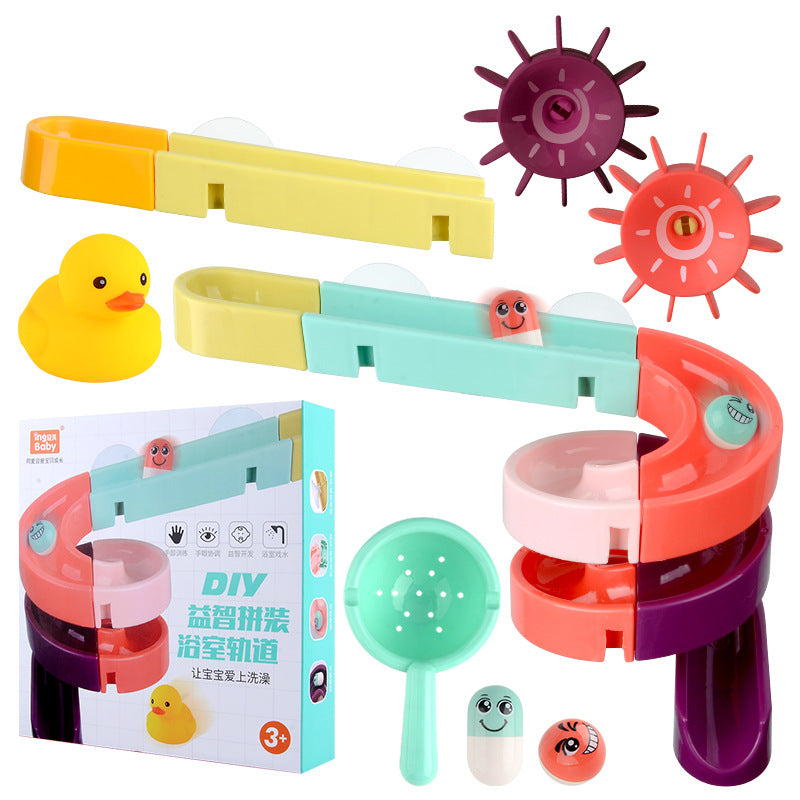Marble Run Bath Toy - Suction Cup Ball Track Wall Set for Kids