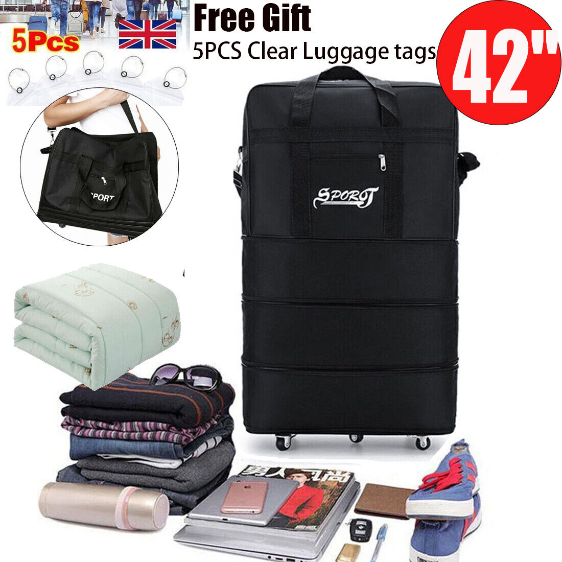 Extra Large Lightweight Luggage Trolley Suitcase Travel Bag