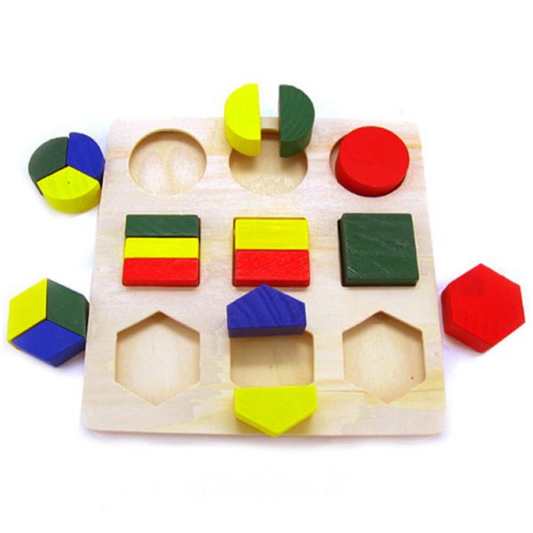 Wooden Shape Sorter Puzzle - Geometric Matching Board for Toddlers