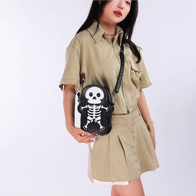 Halloween Skull Shoulder Bag Y2K Fashion Funny Cute Messenger