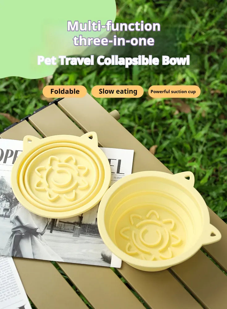 3-in-1 Collapsible Pet Travel Bowl - Portable Silicone Dog Bowl with Clip for Walks & Trips