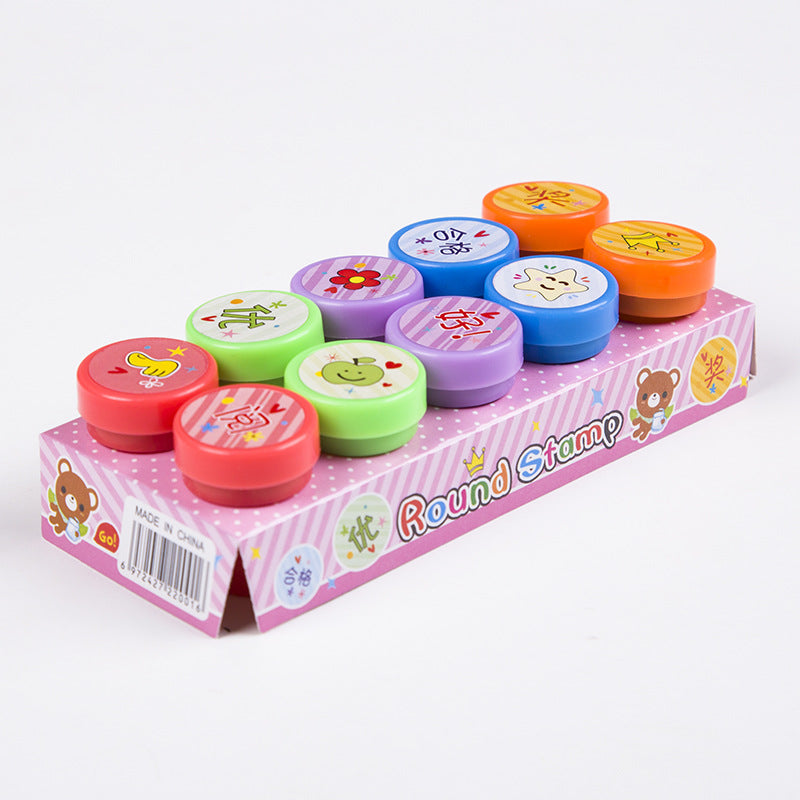 Kids Reward Stamps - Cute Cartoon Animal Self-Inking Encouragement Stamp Set