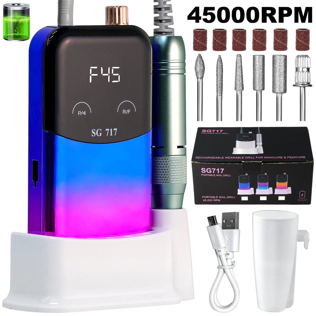 Electric Nail Drill - Portable Cordless Manicure & Pedicure E-File for Home Salon