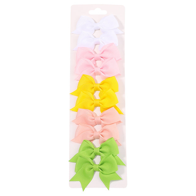 Baby Girls Hair Clips Set (10 Pcs) - Cute Ribbon Bow Barrettes
