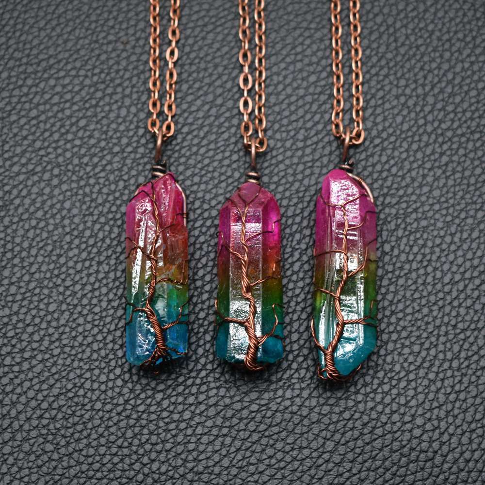 Crystal Tree of Life Pendant Necklace